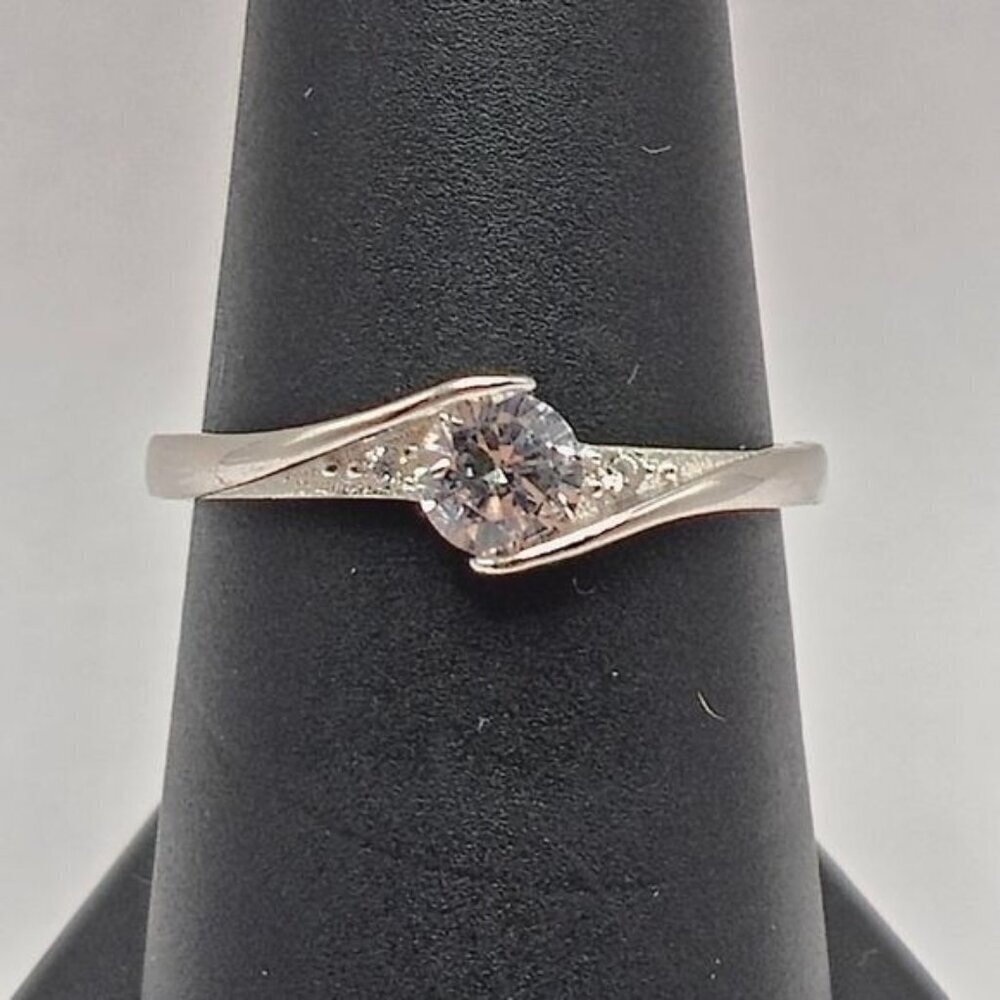 0.5 ct Moissanite Ring in 925 Sterling Silver Offset Design - Picture 1 of 7
